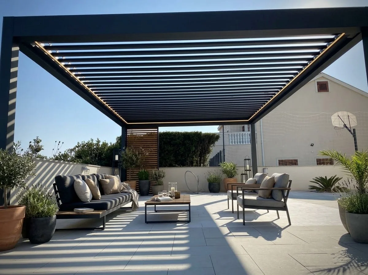 Bioklimatska pergola Sunbreaker 500, Zaton
