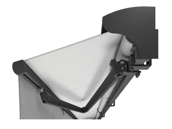 Render tende Jamaica: izvučena tkanina na sklopivim krakovima s opcijskom kapuljačom iznad valjka